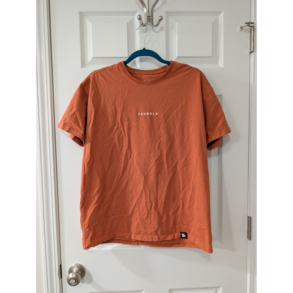YoungLA, Mens Small, Burnt Orange, Relaxed Fit Short Sleeve Essential T-Shirt